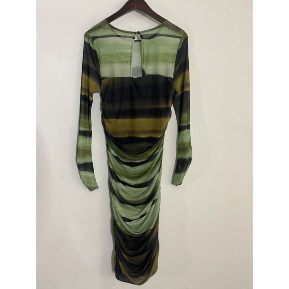 Anthropologie Striped Midi Dress - Green and Black - Picture 8 of 10